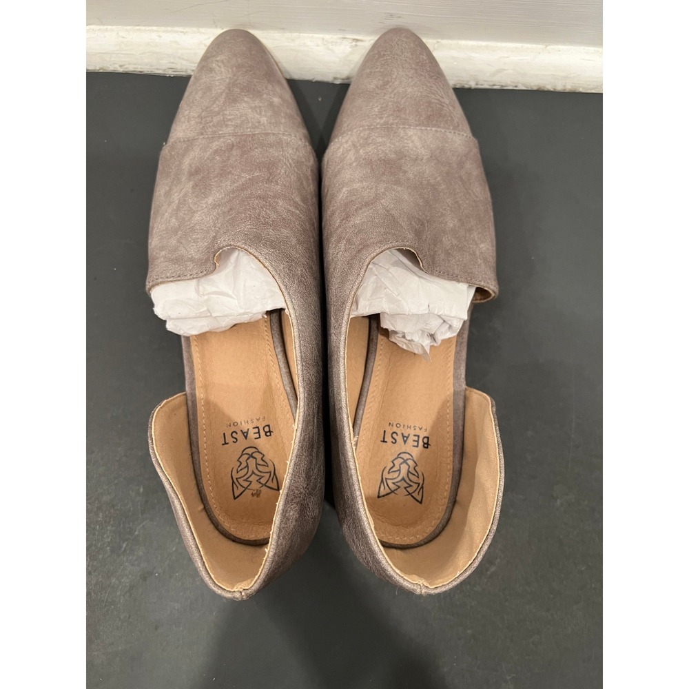 Beast Fashion Flats Womens Gray D'Orsay Pointed Toe Cut Out Size 10 Low Heel - Picture 6 of 11